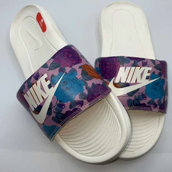 NEW Women's Nike Logo Print flowers Slipper Slides Sandals Floral 10 - Picture 6 of 12
